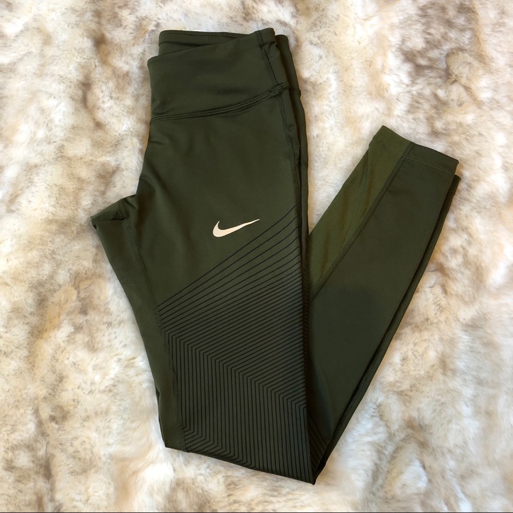 Nike Dri Fit Leggings, Dark Army Green - Size XS